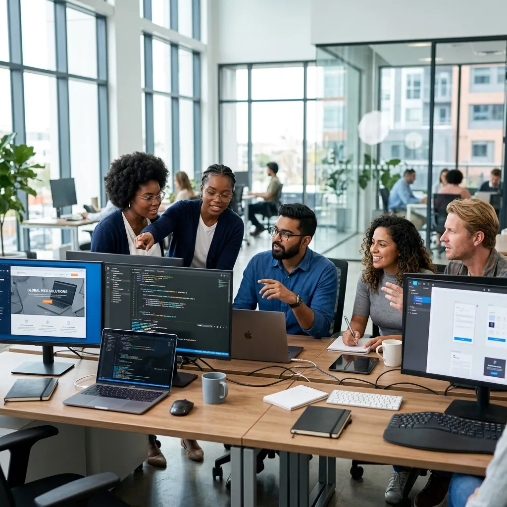 Custom website development service team planning a modern website redesign or new build